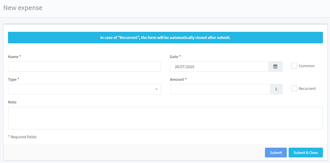 Manage expenses